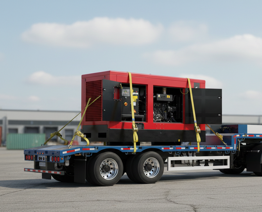 Professional technicians servicing yellow industrial diesel generator in workshop - generator maintenance and repair UAE