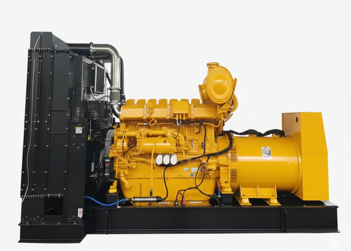 Close-up view of generator engine components - high-quality diesel generator parts and machinery