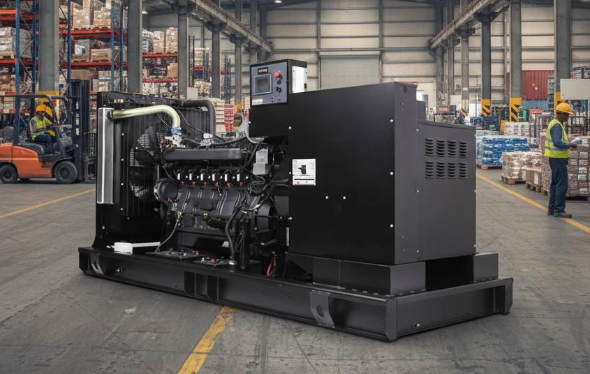 Blue industrial diesel generator engine detail - reliable power generation equipment for sale and rental